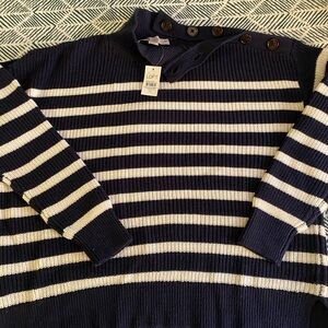LOFT Navy and White Striped Women’s Sweater